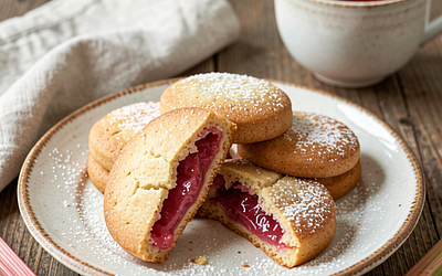 Crispy cookies with rhubarb