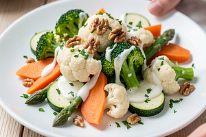Steamed Vegetables with Garlic Sauce