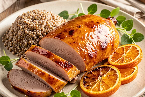 Kaczka pieczona w pomarańczach i miodowej glazurze