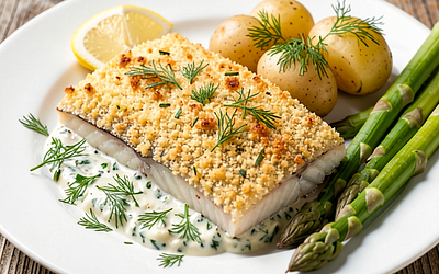 Fish fillets baked with herbs