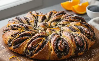 Makowa Gwiazda Drożdżowa z Nutą Pomarańczy