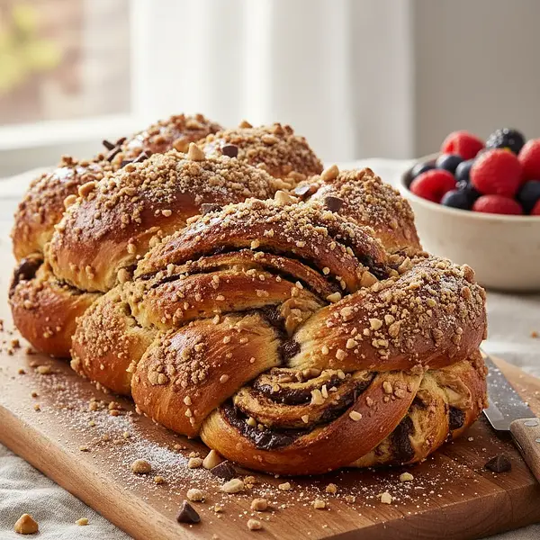 Challah with Peanut Butter and Chocolate Crumble