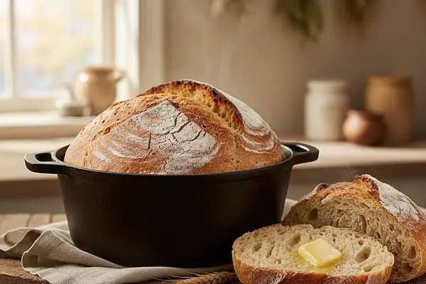 Maślankowy Chleb Rustykalny z Garnka z Chrupiącą Skórką