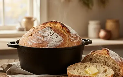Rustic Buttermilk Bread from a Pot with a Crispy Crust