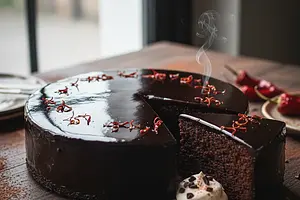 Aksamitne Ciasto Czekoladowe 'Czarna Perła' z Lustrzaną Polewą i Nutą Chili