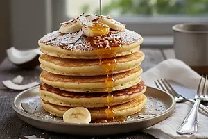 Fluffy Banana Pancakes with a Hint of Coconut - Champion's Fit Breakfast
