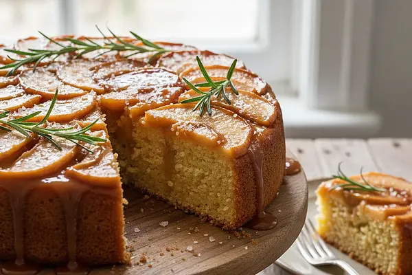 Karmelowa Szarlotka Odwrócona z Rozmarynem i Solą Morską