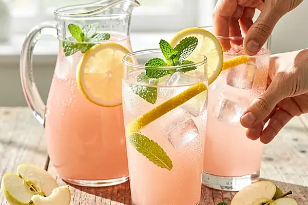 Lemoniada rabarbarowa z esencją jabłkowych skórek i świeżą miętą