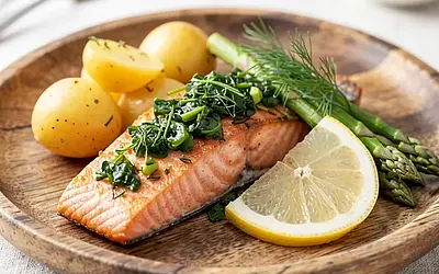 Oven-Baked Salmon with Sorrel-Dill Gremolata and Young Potatoes