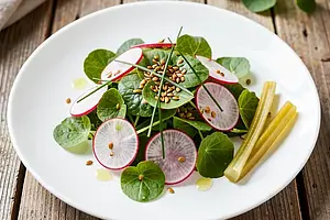 Radish, Sorrel, and Toasted Flaxseed Salad