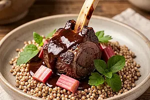 Ossobuco with rhubarb and buckwheat honey