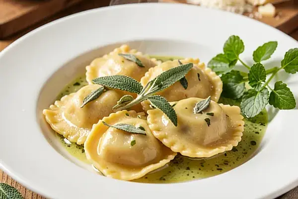 Tortelloni nadziewane oscypkiem i szczawiem w sosie masłowo-szałwiowym