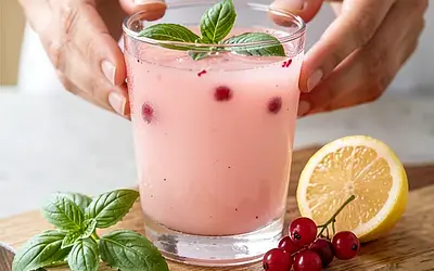 Rhubarb-Blackcurrant Nectar with Basil