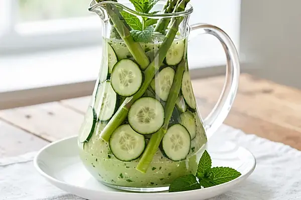 Kompot chłodny ze szparagów i świeżego ogórka