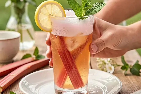 Aperitif rabarbarowy z syropem z kwiatów lipy