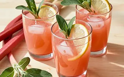 Lemoniada rabarbarowo‑imbirowa z szałwią