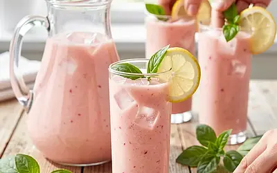 Rhubarb compote with honey and basil