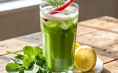 Sorrel cocktail with kefir and dill