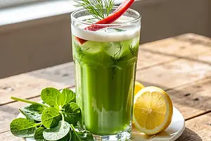 Sorrel cocktail with kefir and dill