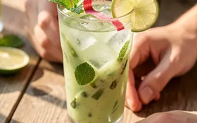 Koktajl szparagowo‑szczawiowy z limonkowym tonikiem