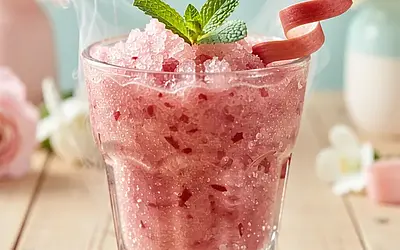 Rhubarb granita with mint