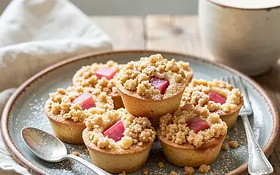Small rhubarb pastries with crumble