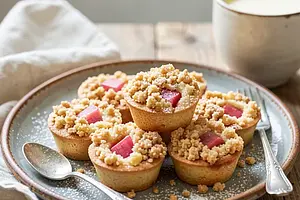 Small rhubarb pastries with crumble
