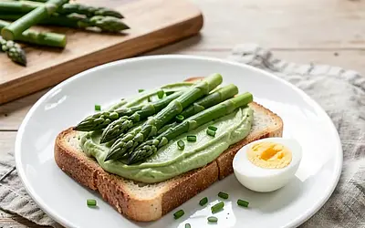 Buttery Toasts with Asparagus and Sorrel Cream