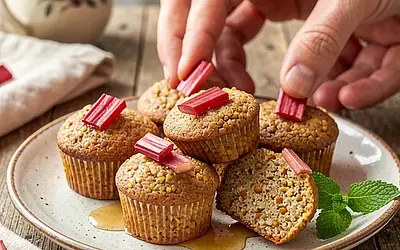 Millet Muffins with Rhubarb