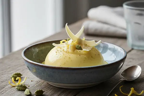 Aksamitny Curd Cytrynowy z Białą Czekoladą i Kardamonem