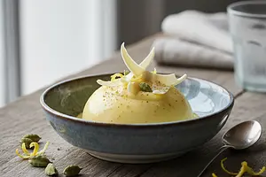 Aksamitny Curd Cytrynowy z Białą Czekoladą i Kardamonem
