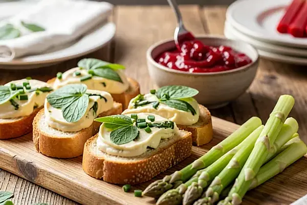 Grzanki z pastą twarogową i listkami szczawiu