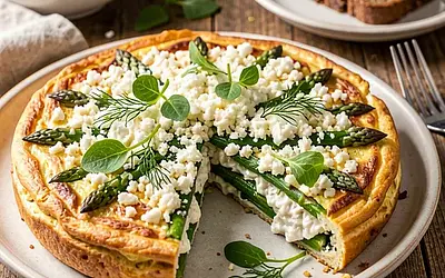 Frittata ze szparagami i serem twarogowym