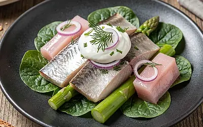 Herring with pickled rhubarb and sorrel