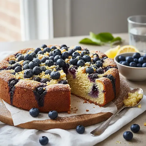 Quick Yogurt Cake with Blueberries and Lemon Crumble