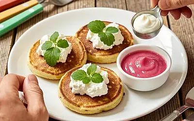 Silesian pancakes with sorrel and cottage cheese
