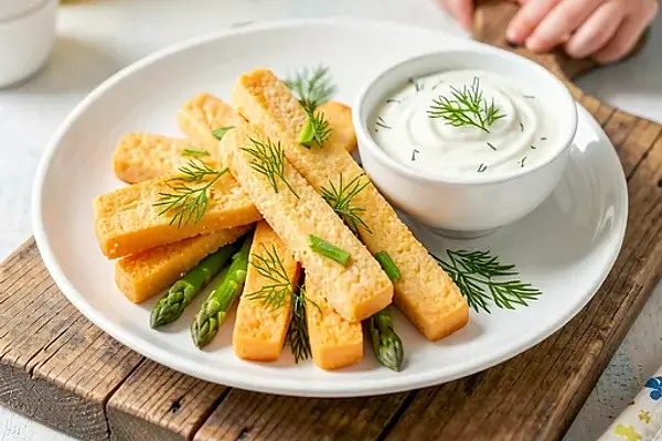Paluszki serowe ze szparagami i koperkiem
