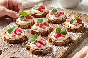 Kaszubskie kanapeczki z twarożkiem i rabarbarem na słodko