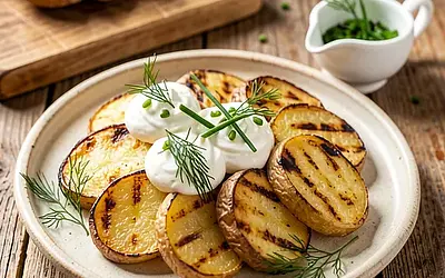 Ziemniaki grillowane z ziołami i śmietaną (polski twist wiosenny)