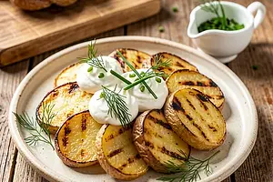 Ziemniaki grillowane z ziołami i śmietaną (polski twist wiosenny)