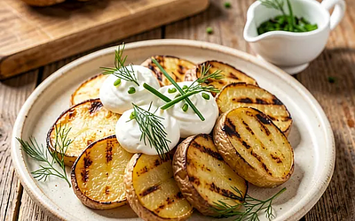Ziemniaki grillowane z ziołami i śmietaną (polski twist wiosenny)