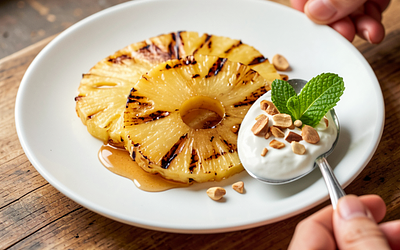 Grillowany ananas z miodem i cynamonem (polska nowoczesna)