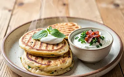 Grilled mackerel with sour cream and sorrel