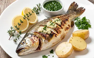 Grilled trout with herb butter