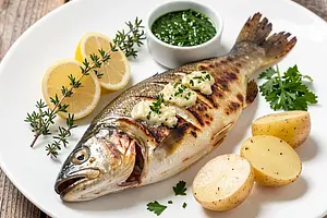 Grilled trout with herb butter