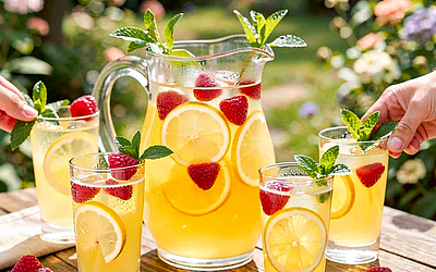 Lemoniada z kwiatów czarnego bzu, malin i miodu