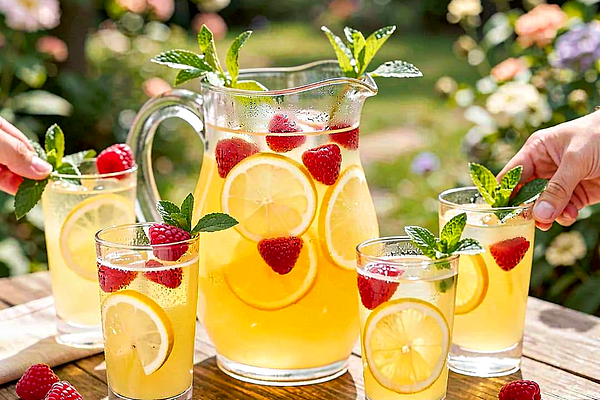 Lemoniada z kwiatów czarnego bzu, malin i miodu