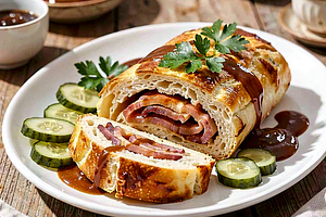 Greater Poland Roll with Bacon and Pickled Cucumber