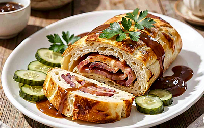 Greater Poland Roll with Bacon and Pickled Cucumber