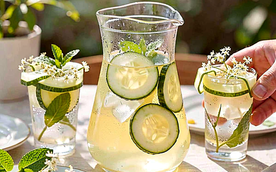 Lemoniada z kwiatów czarnego bzu i ogórka z miętą